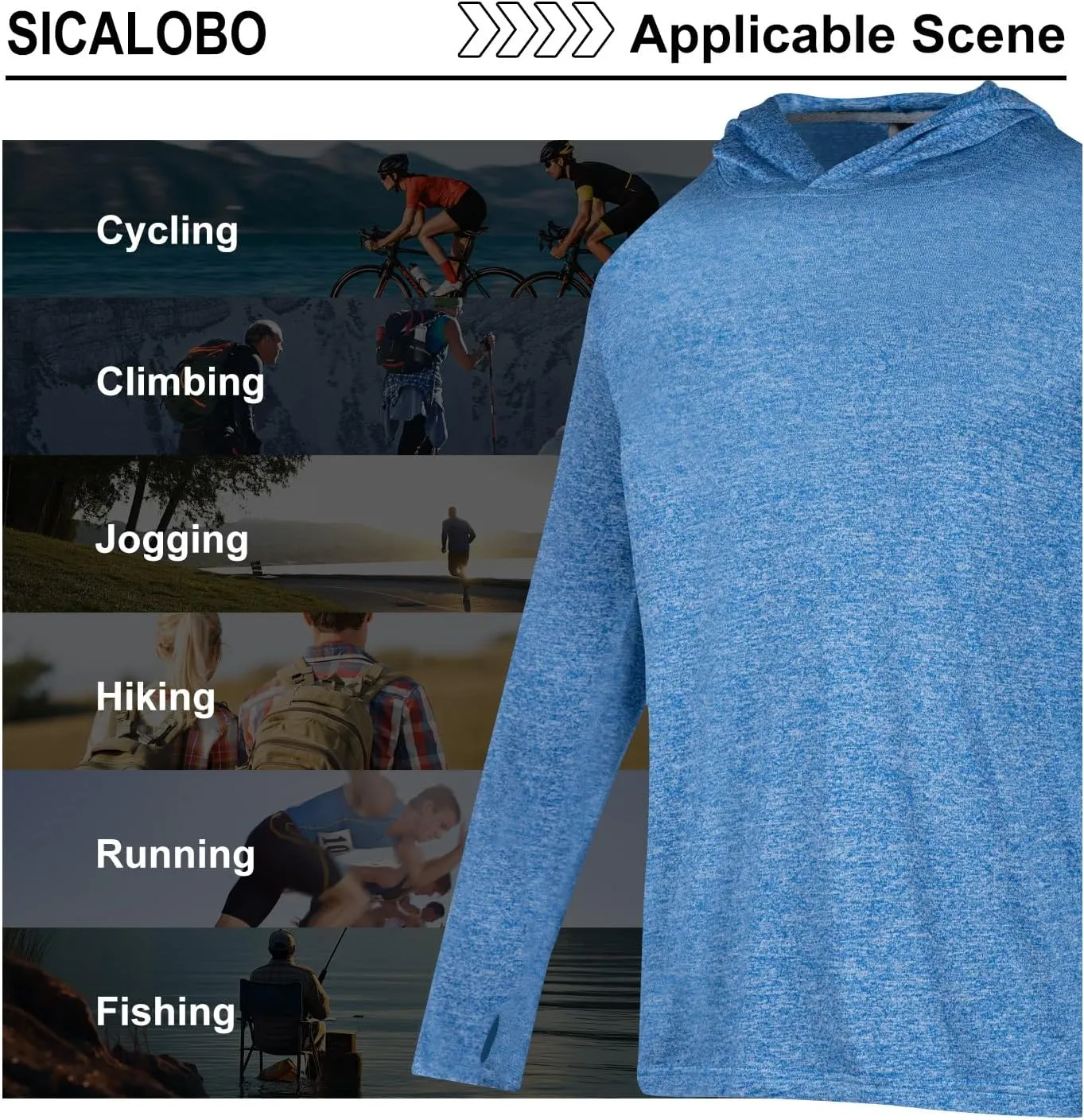 3 Pack Men's Sun Protection Hoodie UPF 30  Long Sleeve Rash Guard Tee Moisture Wicking Pullover T-Shirts