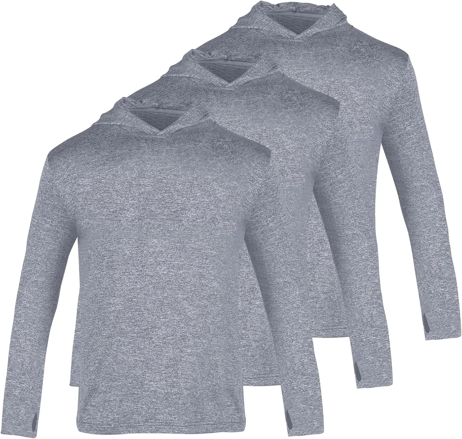 3 Pack Men's Sun Protection Hoodie UPF 30  Long Sleeve Rash Guard Tee Moisture Wicking Pullover T-Shirts