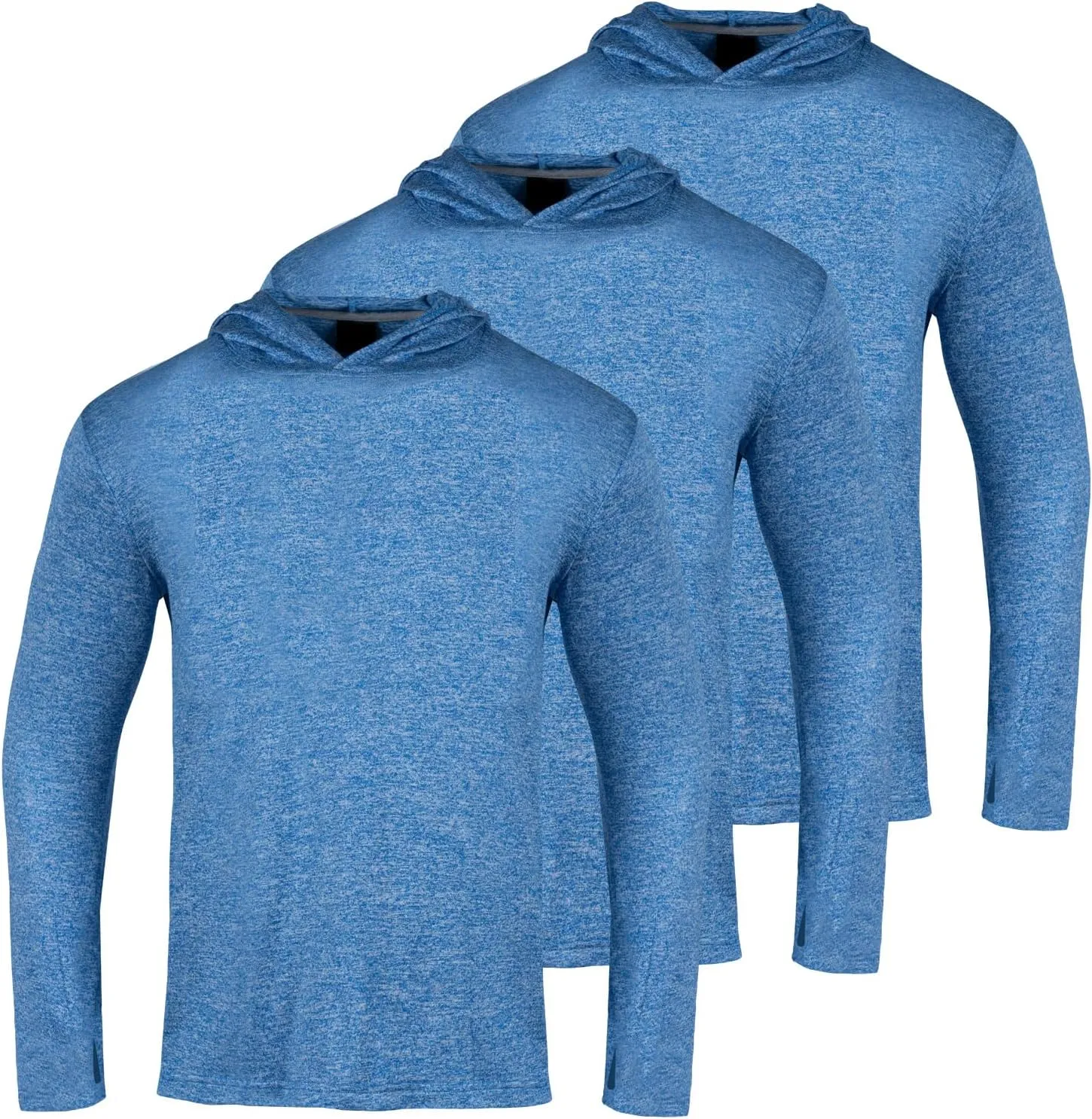 3 Pack Men's Sun Protection Hoodie UPF 30  Long Sleeve Rash Guard Tee Moisture Wicking Pullover T-Shirts