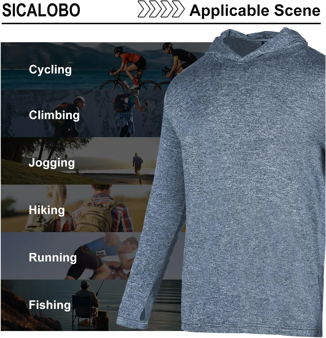 3 Pack Men's Sun Protection Hoodie UPF 30  Long Sleeve Rash Guard Tee Moisture Wicking Pullover T-Shirts