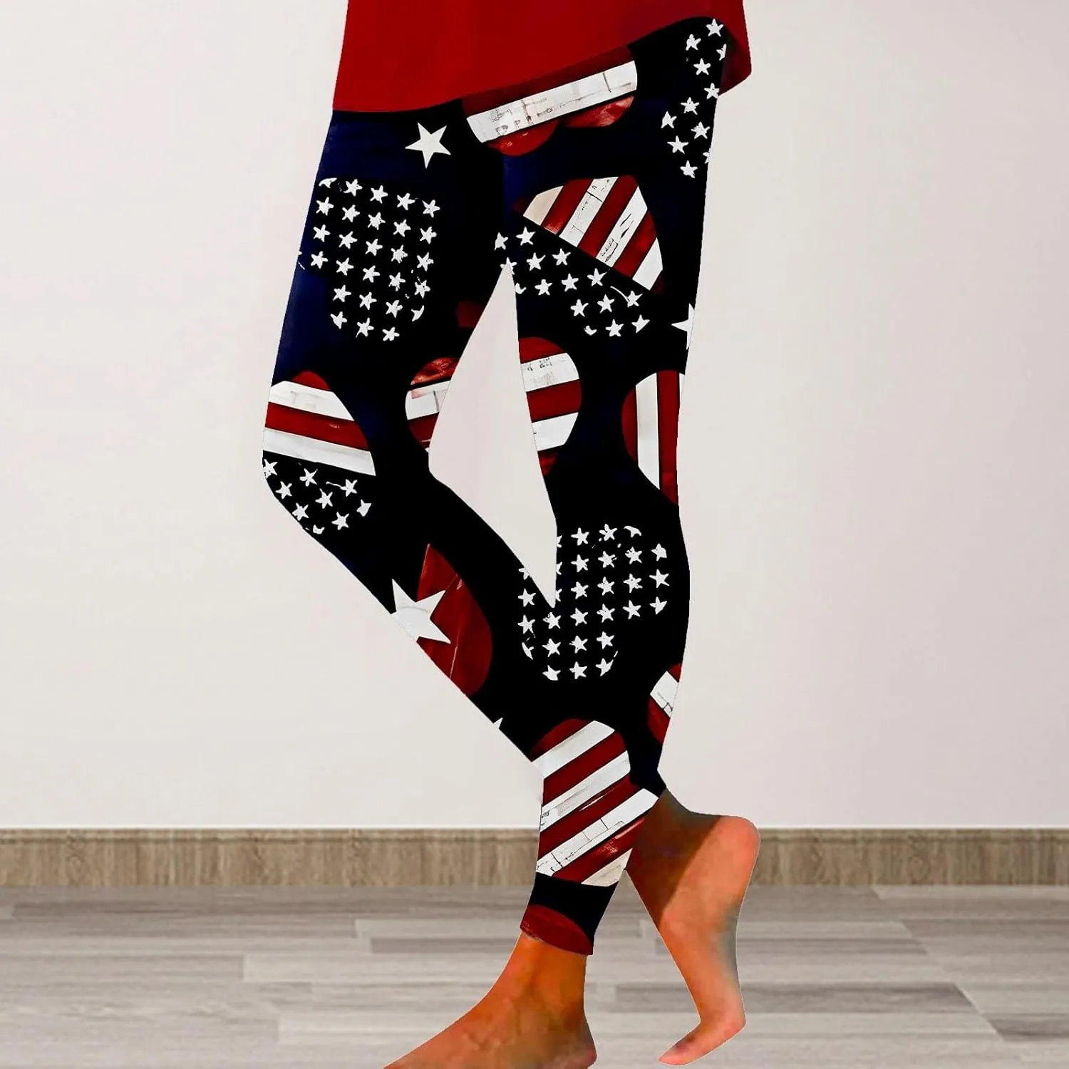 aihihe Women's USA Flag Print Leggings 4th of July Independent Day Yoga Pants Gym Workout Quick Dry Compression Tights