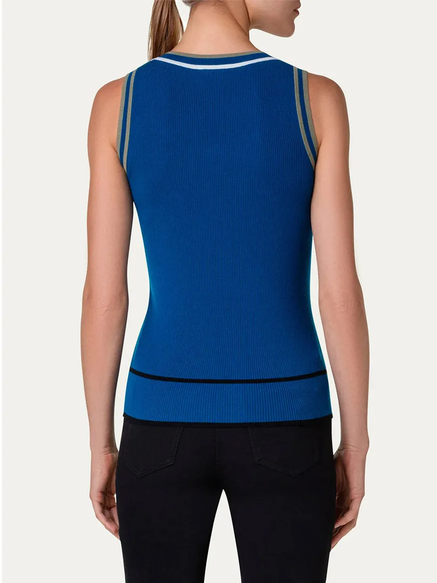 Akris Punto Colorblock Rib Knit Tank Top in Ink Multi