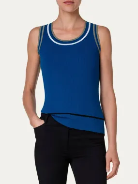 Akris Punto Colorblock Rib Knit Tank Top in Ink Multi