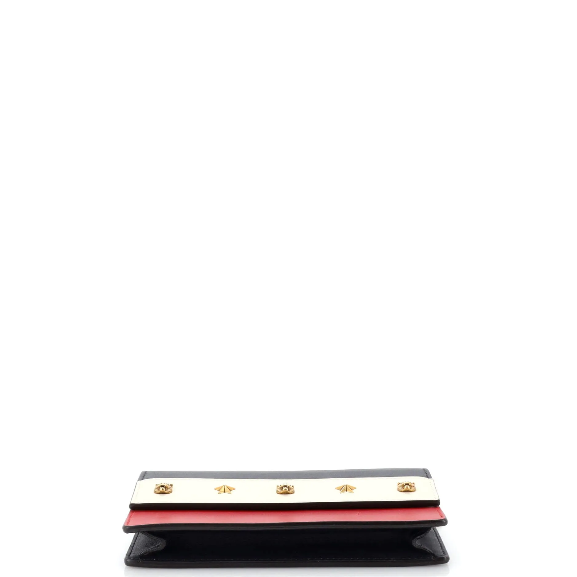 Animalier Chain Wallet Colorblock Leather