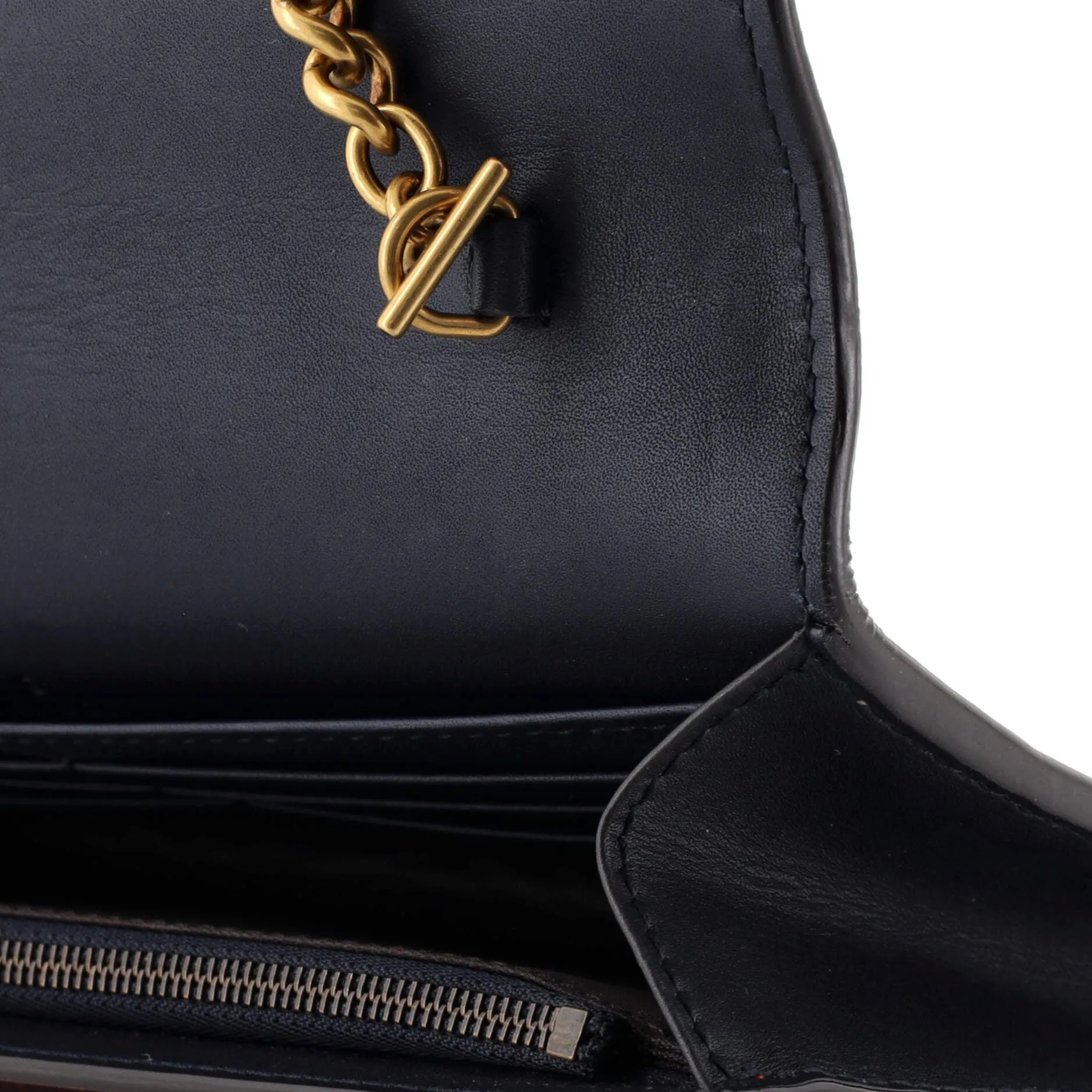 Animalier Chain Wallet Colorblock Leather