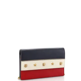Animalier Chain Wallet Colorblock Leather