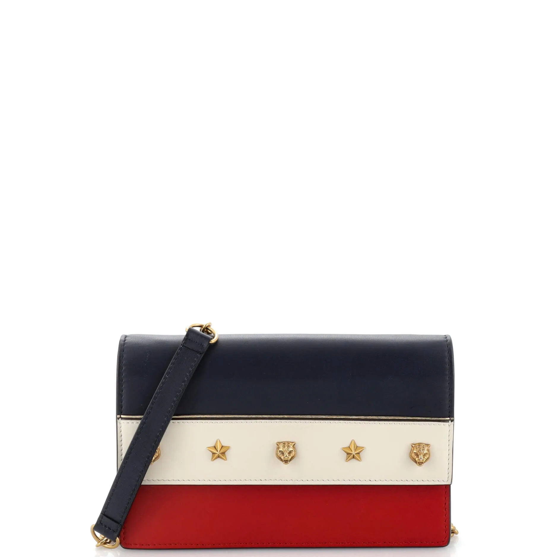 Animalier Chain Wallet Colorblock Leather