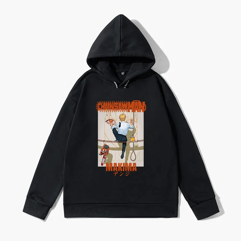 Denji Painting Makima Face Anime Hoodie Chainsaw Man