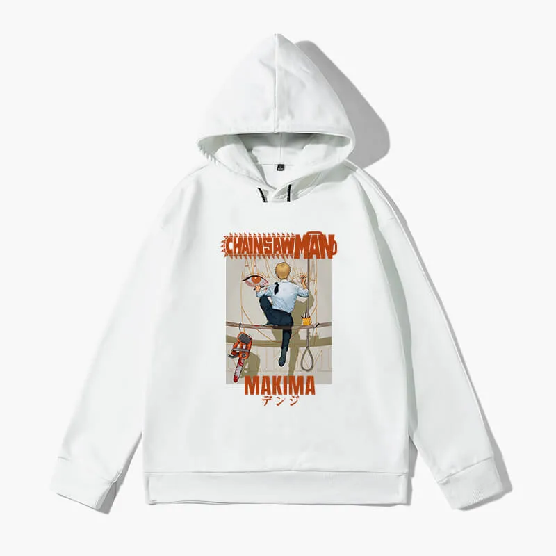 Denji Painting Makima Face Anime Hoodie Chainsaw Man