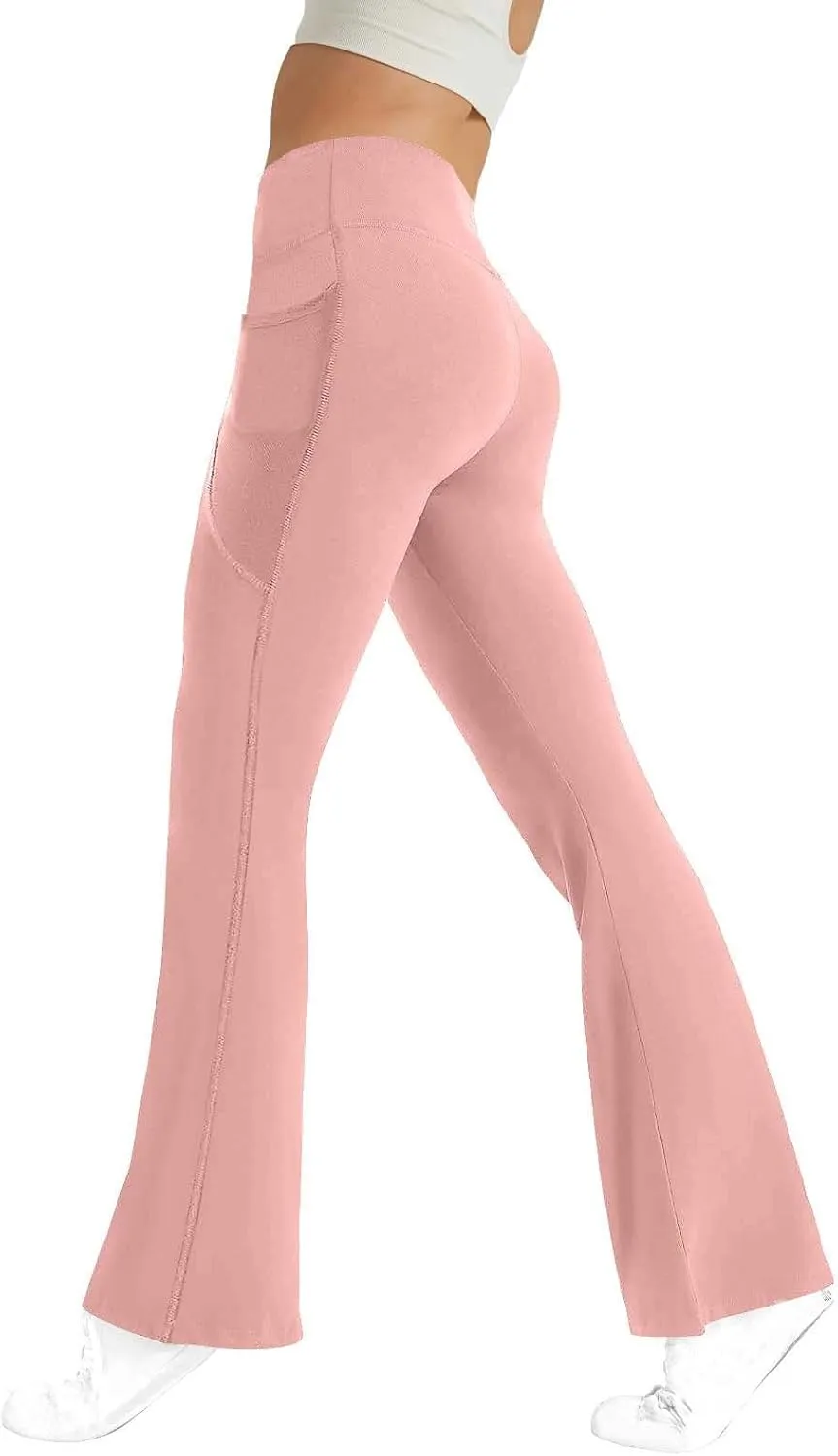 Flared Leggings for Women Tummy Control High Waisted Butt Lifting Leggings Plus Size Yoga Pants with Pockets