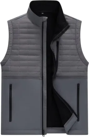 Men's Lightweight Softshell Vest Outerwear Windproof Puffer Sleeveless Jacket for Golf Running