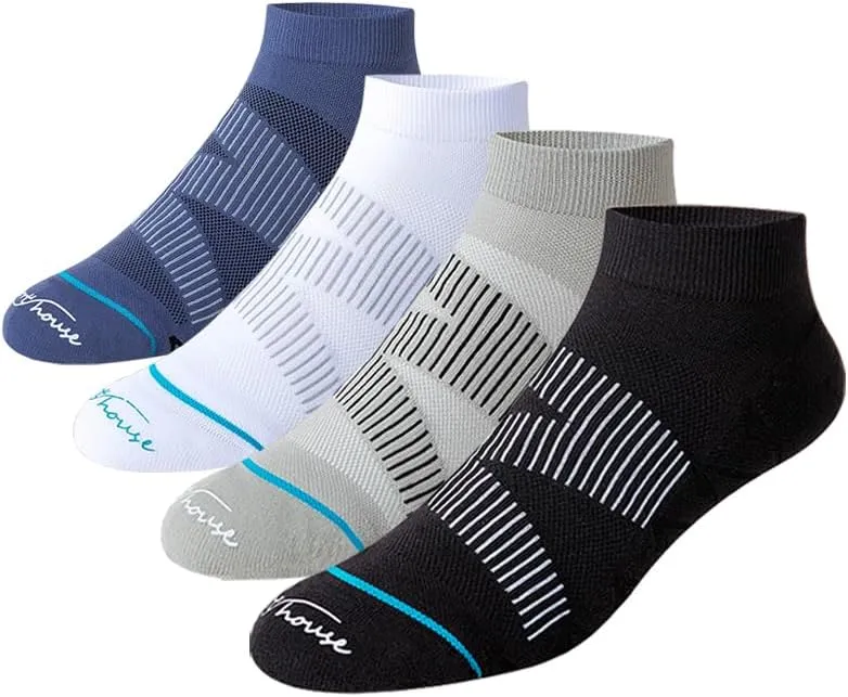 Men's Professional Functional Running Socks Breathable No Show Low Cut Athletic Tab Socks 4 Pairs