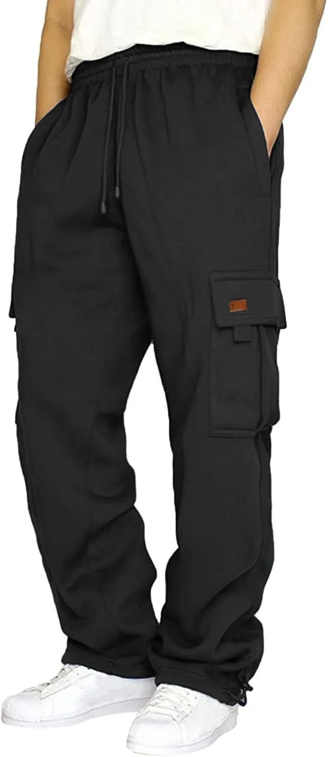 Men's Sweatpants Baggy Jogger with Pocket Drawstring Bottom Opening Sweatpants Outdoor Athletic Hiking Pants