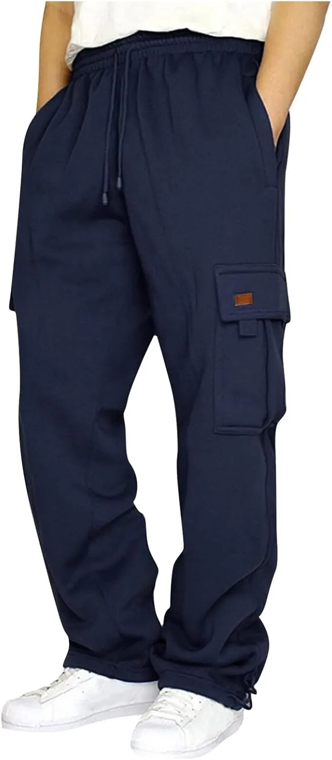 Men's Sweatpants Baggy Jogger with Pocket Drawstring Bottom Opening Sweatpants Outdoor Athletic Hiking Pants