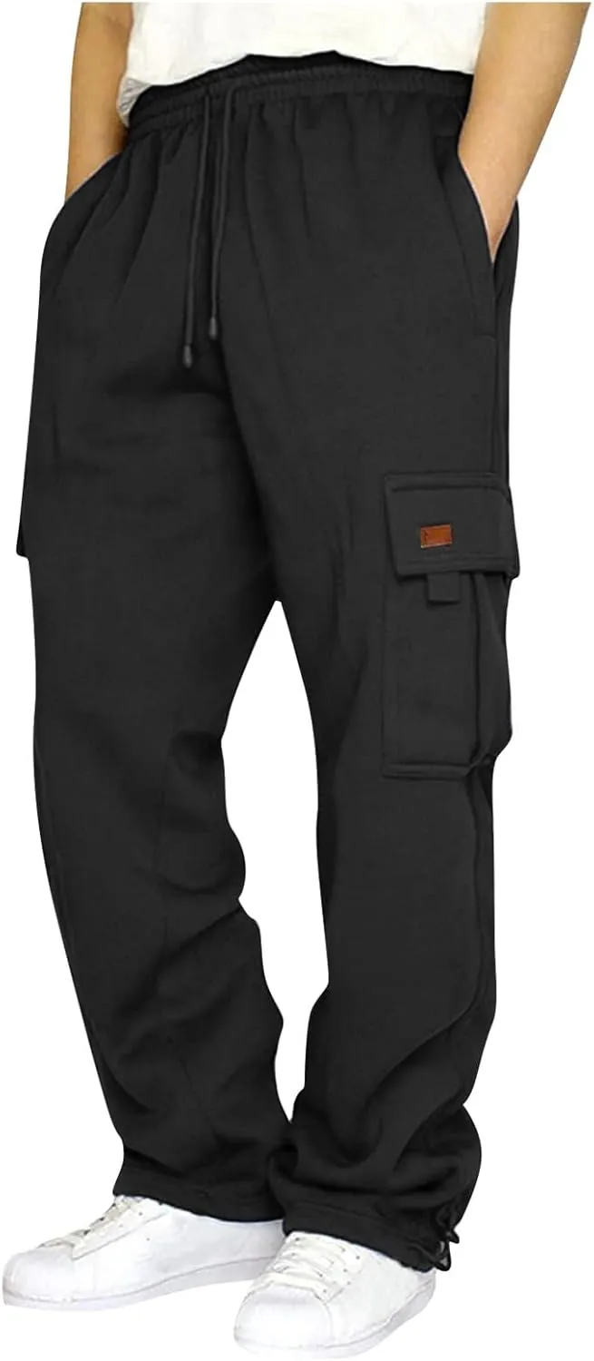 Men's Sweatpants Baggy Jogger with Pocket Drawstring Bottom Opening Sweatpants Outdoor Athletic Hiking Pants