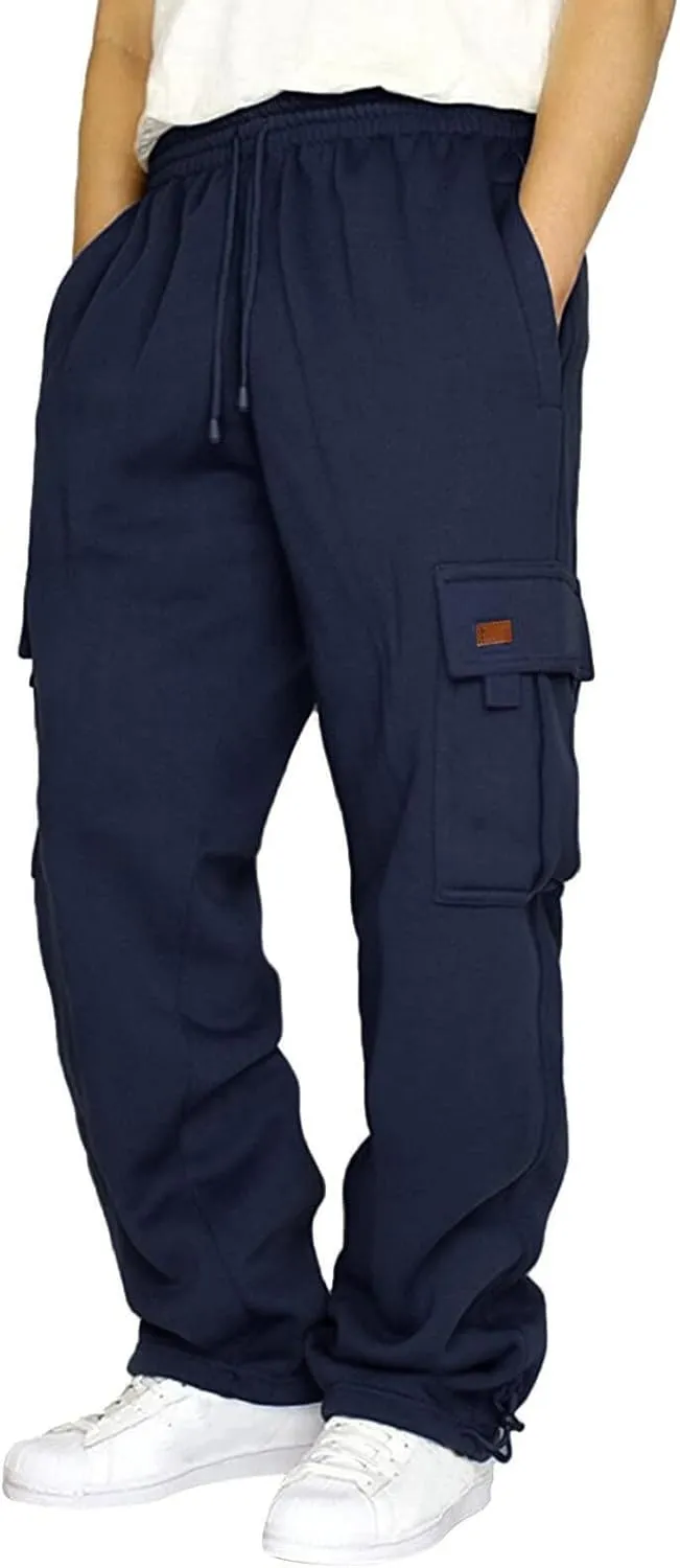 Men's Sweatpants Baggy Jogger with Pocket Drawstring Bottom Opening Sweatpants Outdoor Athletic Hiking Pants
