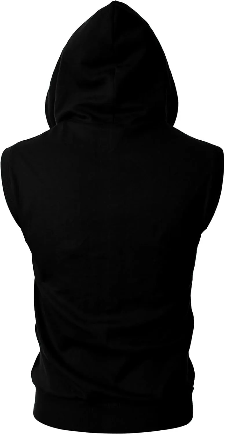Ohoo Men's Workout Hooded Tank Tops Muscle Cut Off Sleeveless Gym Hoodies