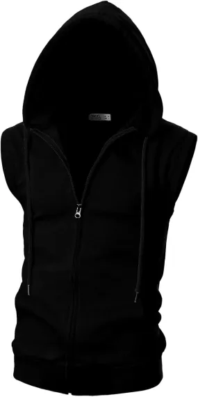 Ohoo Men's Workout Hooded Tank Tops Muscle Cut Off Sleeveless Gym Hoodies