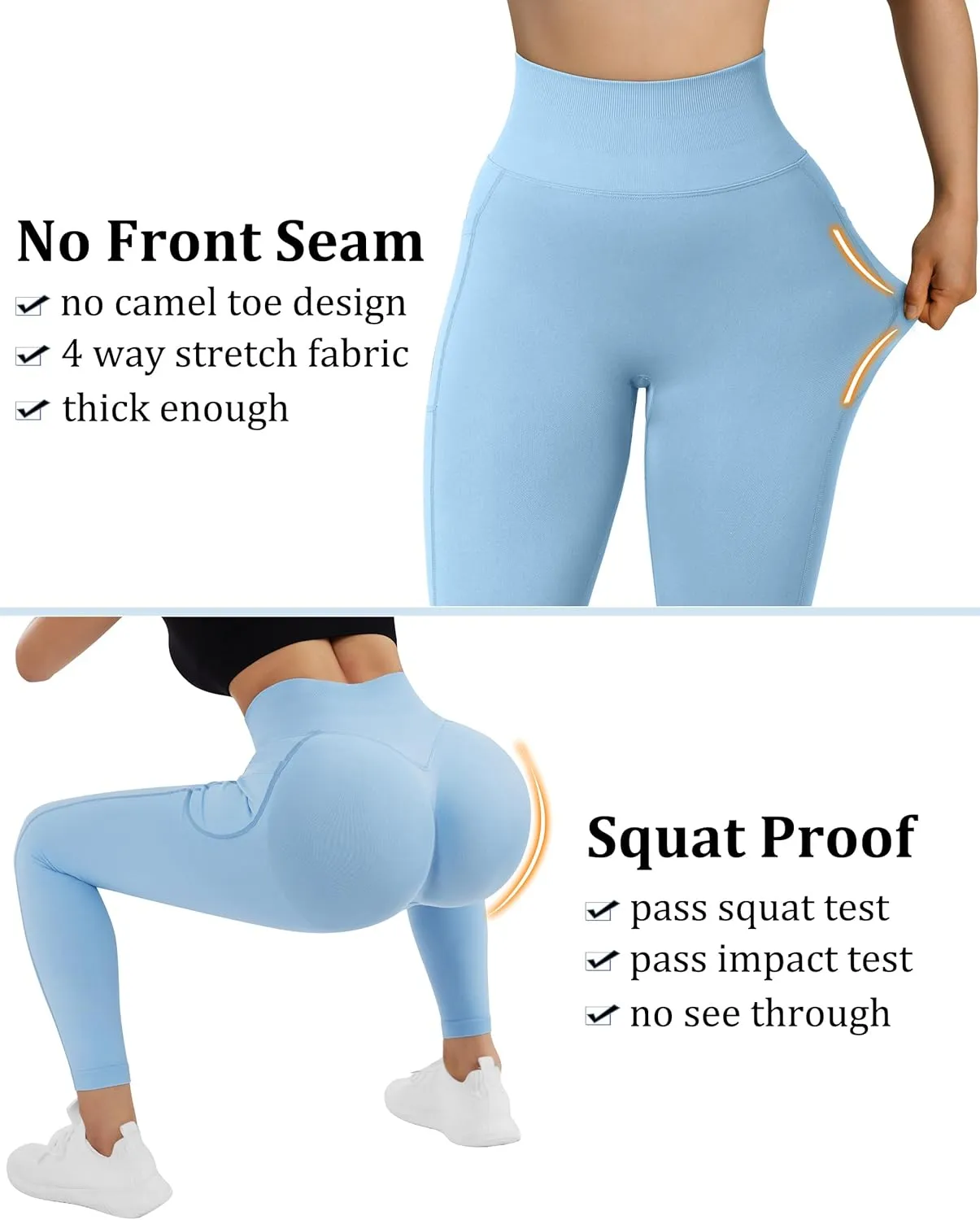 OMKAGI Women Scrunch Butt Lifting Leggings with Pockets Compression High Waisted Gym Workout Leggings