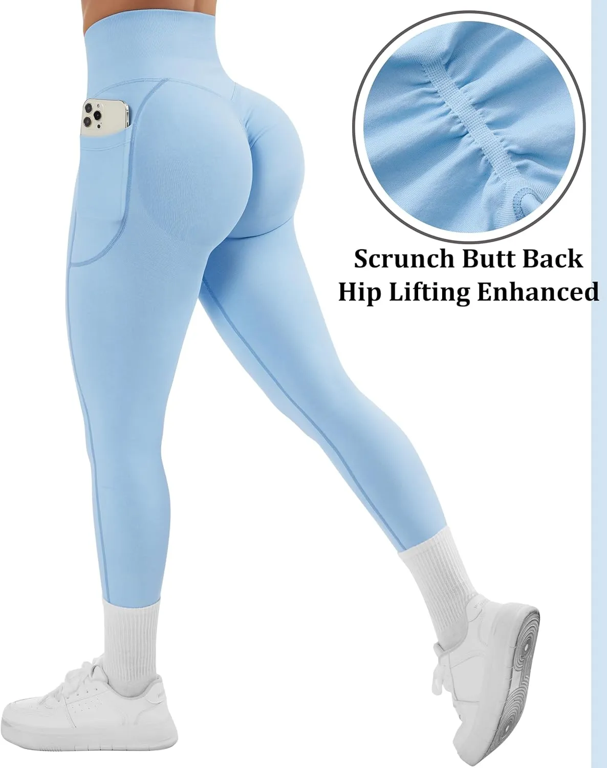 OMKAGI Women Scrunch Butt Lifting Leggings with Pockets Compression High Waisted Gym Workout Leggings