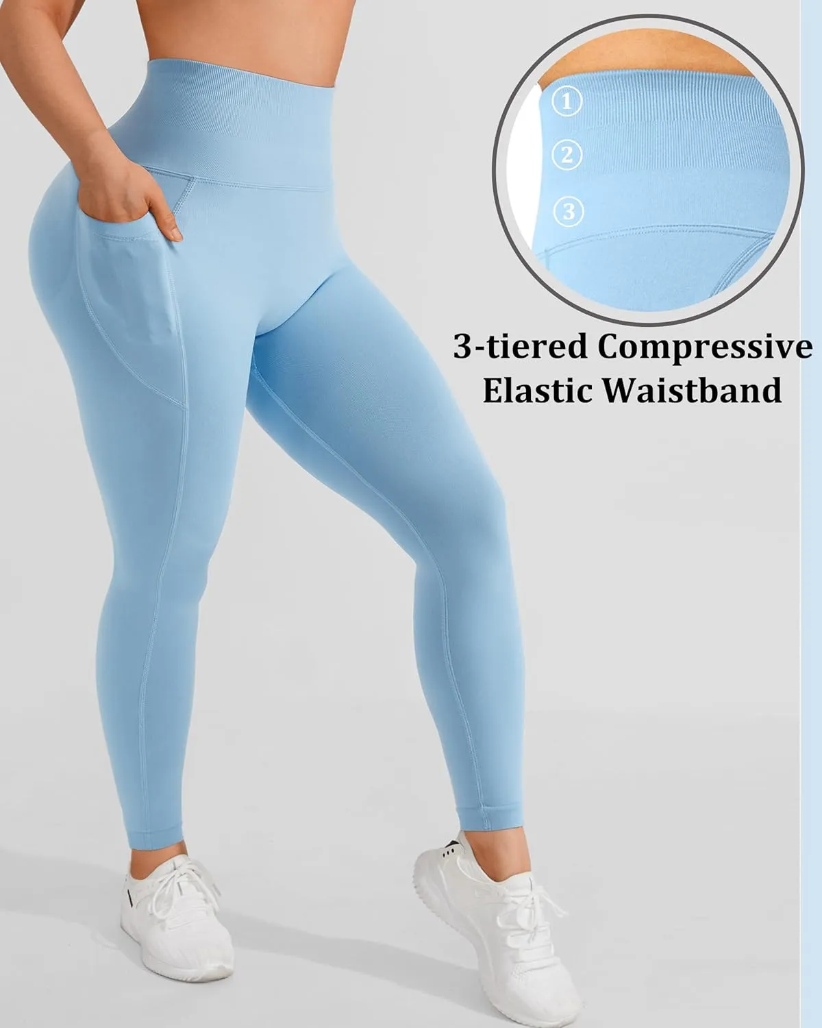 OMKAGI Women Scrunch Butt Lifting Leggings with Pockets Compression High Waisted Gym Workout Leggings