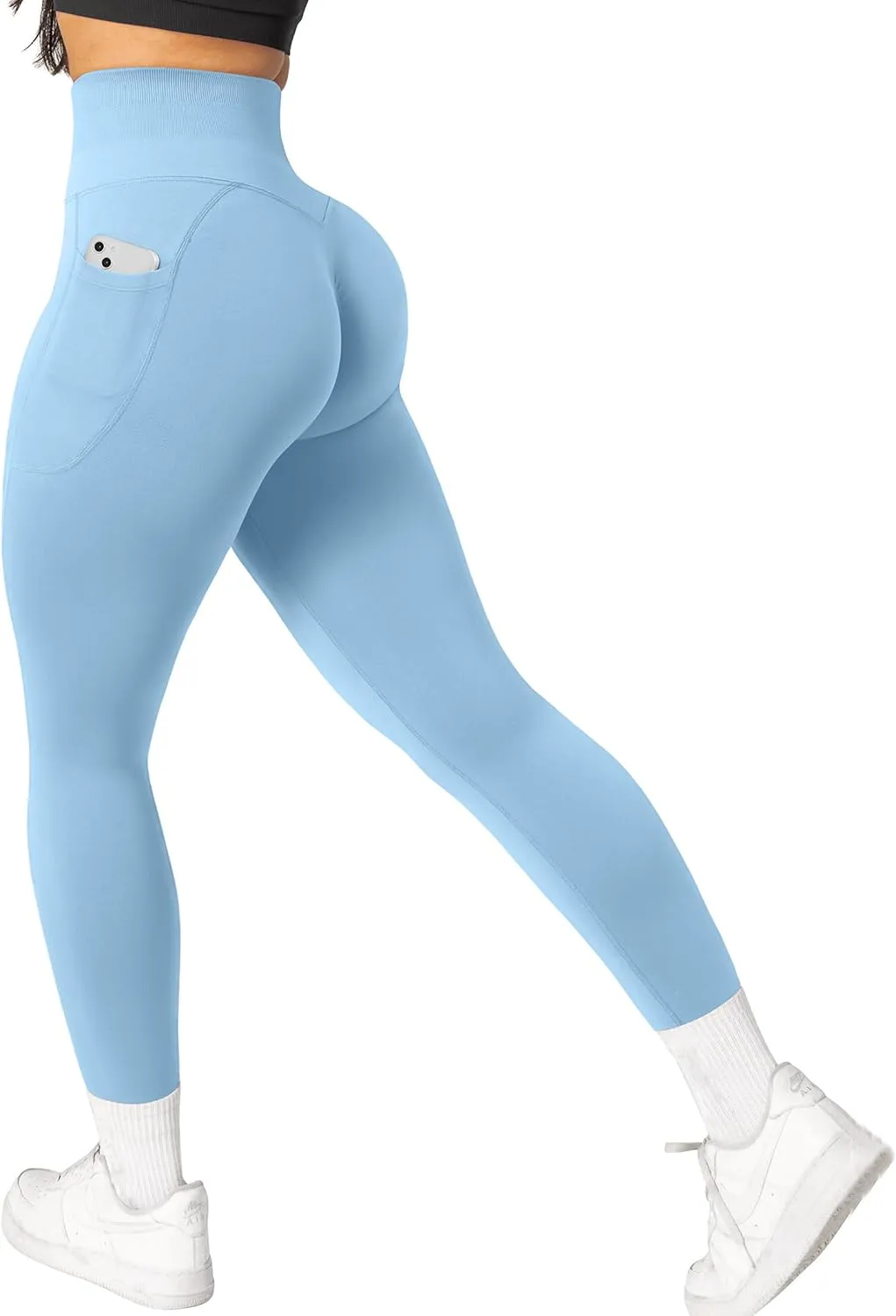 OMKAGI Women Scrunch Butt Lifting Leggings with Pockets Compression High Waisted Gym Workout Leggings
