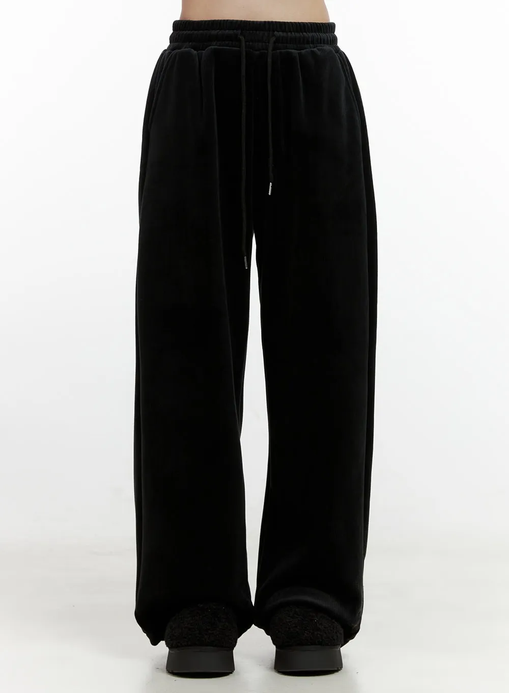 Velvet Drawstring Wide-Fit Sweatpants ON408