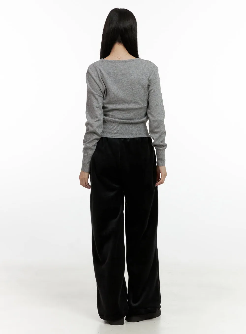 Velvet Drawstring Wide-Fit Sweatpants ON408