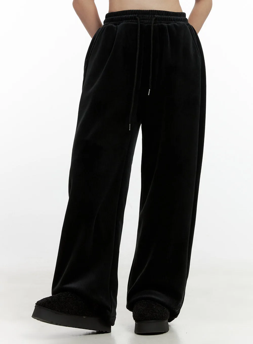 Velvet Drawstring Wide-Fit Sweatpants ON408