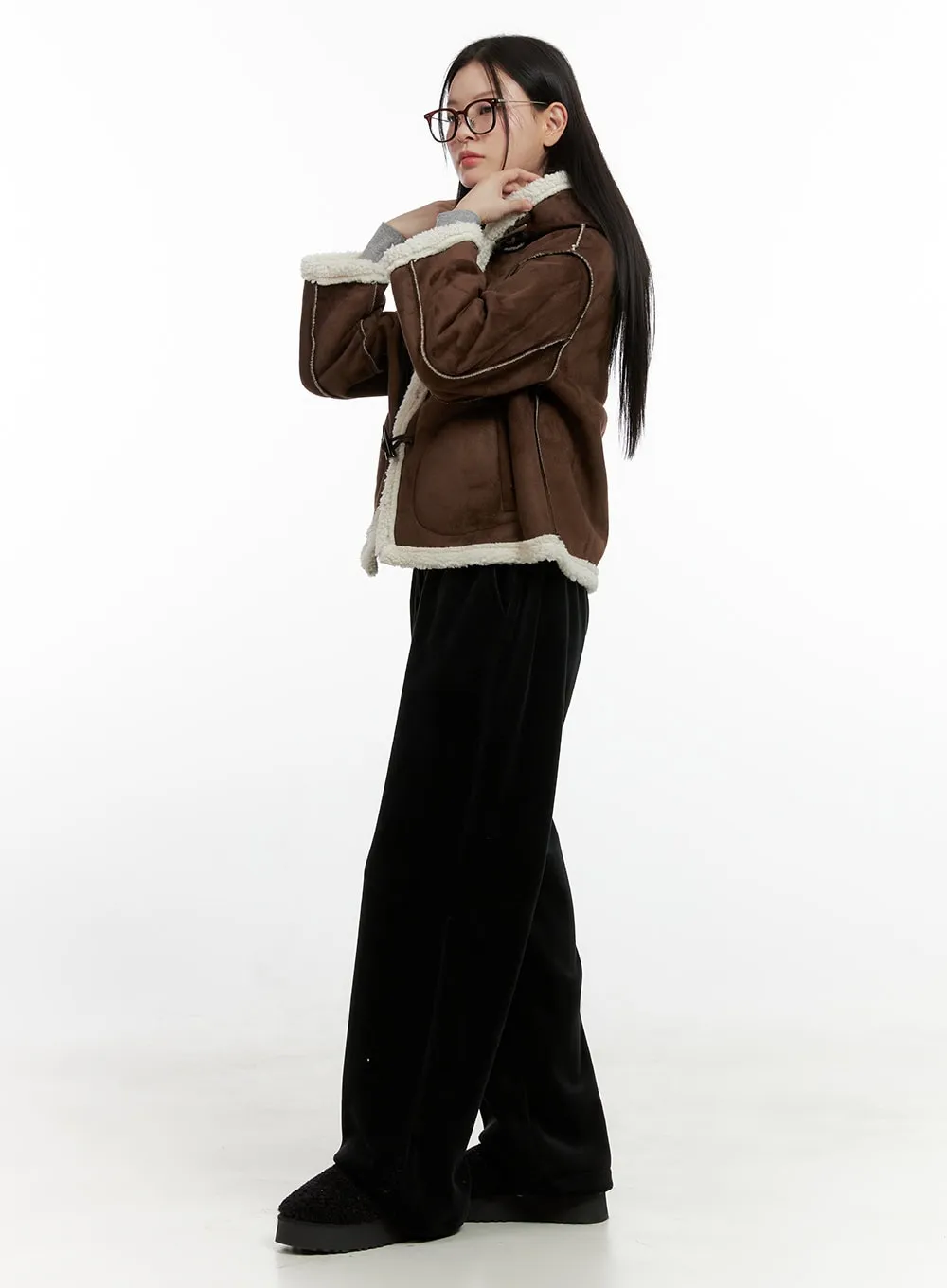 Velvet Drawstring Wide-Fit Sweatpants ON408